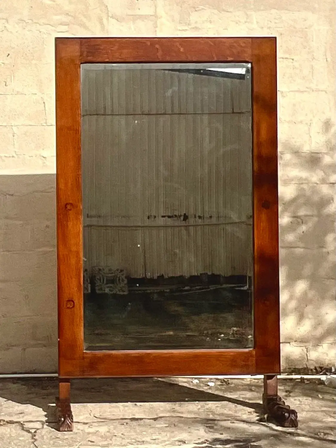 Vintage Early 20th Century Boho Standing Floor Mirror - Side view