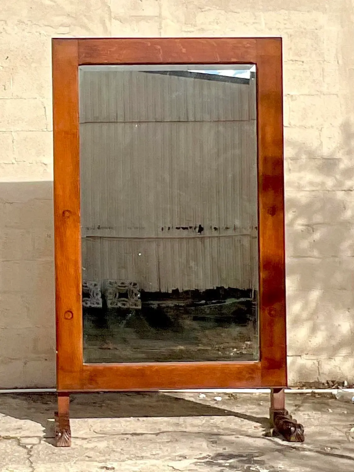 Vintage Early 20th Century Boho Standing Floor Mirror - Detail view