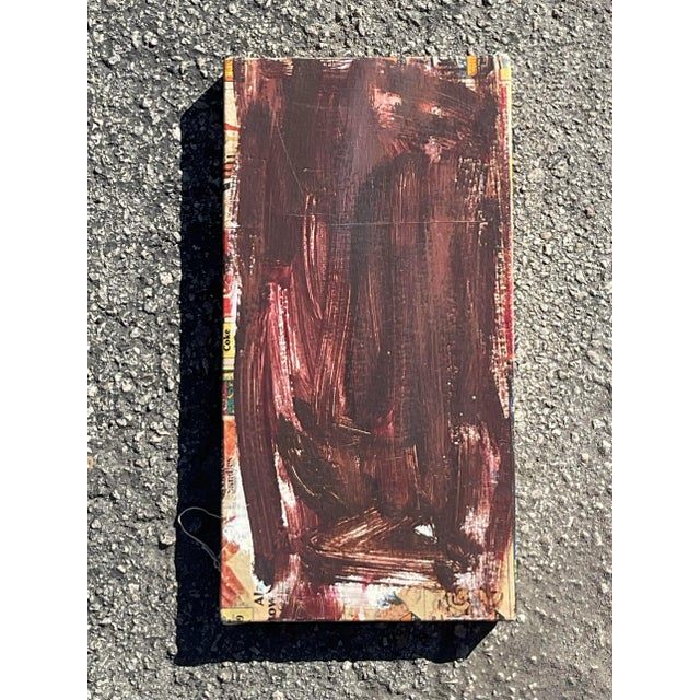 Vintage Early 21st Century Russell Christoffersen Abstract on Canvas Over Decoupage - Detail view