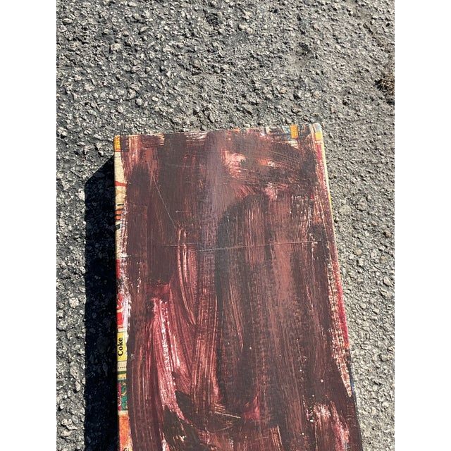 Vintage Early 21st Century Russell Christoffersen Abstract on Canvas Over Decoupage - Side view