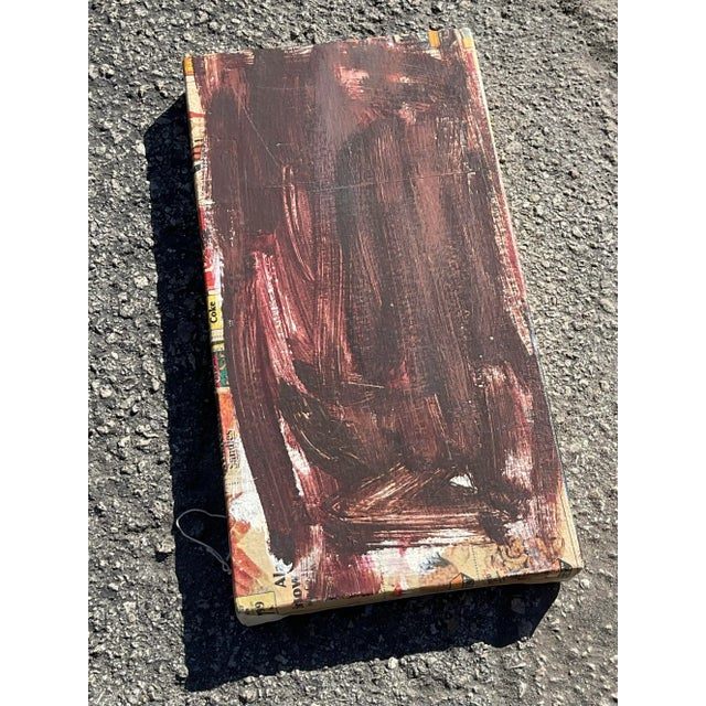 Vintage Early 21st Century Russell Christoffersen Abstract on Canvas Over Decoupage - Back view