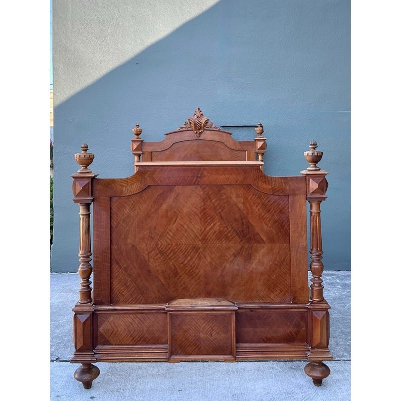 Vintage Eastlake Carved Wood Twin Bed - Side view