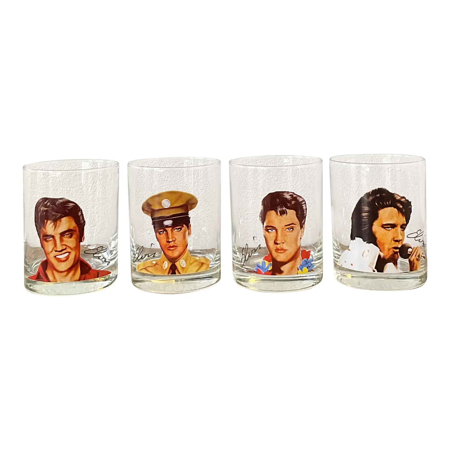 Vintage Elvis Movie Characters Lowball Glasses - Set of 4