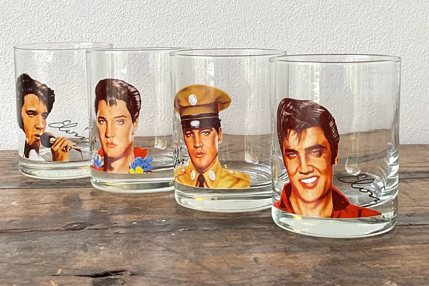 Vintage Elvis Movie Characters Lowball Glasses - Set of 4 - Detail view