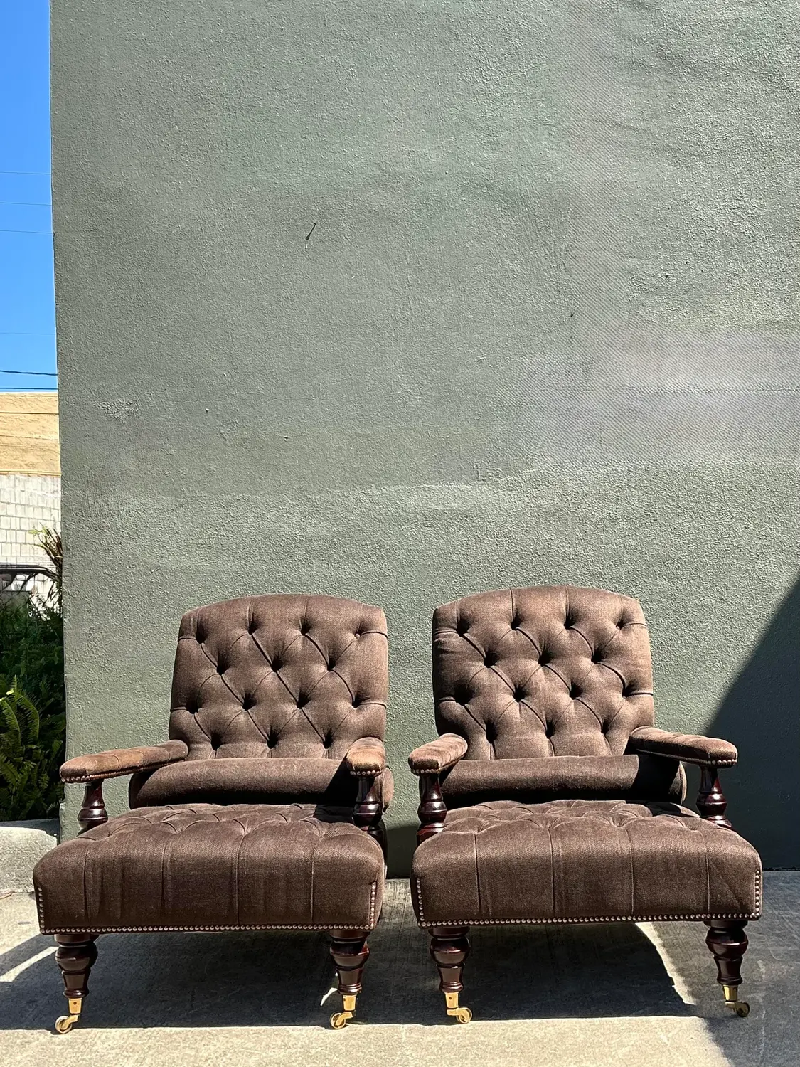 Vintage English George Smith “Edwardian” Tufted Lounge Chairs - A Pair - Detail view