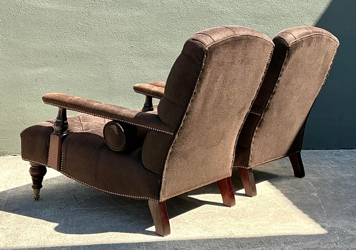 Vintage English George Smith “Edwardian” Tufted Lounge Chairs - A Pair - Back view