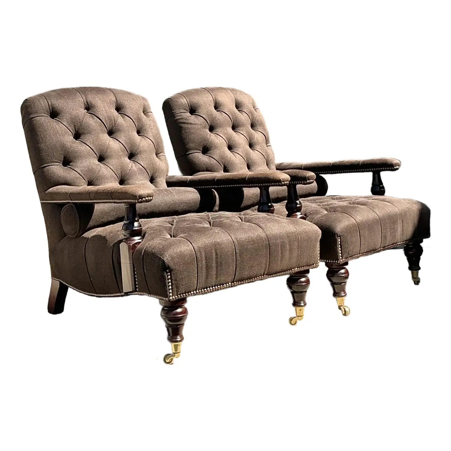 Vintage English George Smith “Edwardian” Tufted Lounge Chairs - A Pair