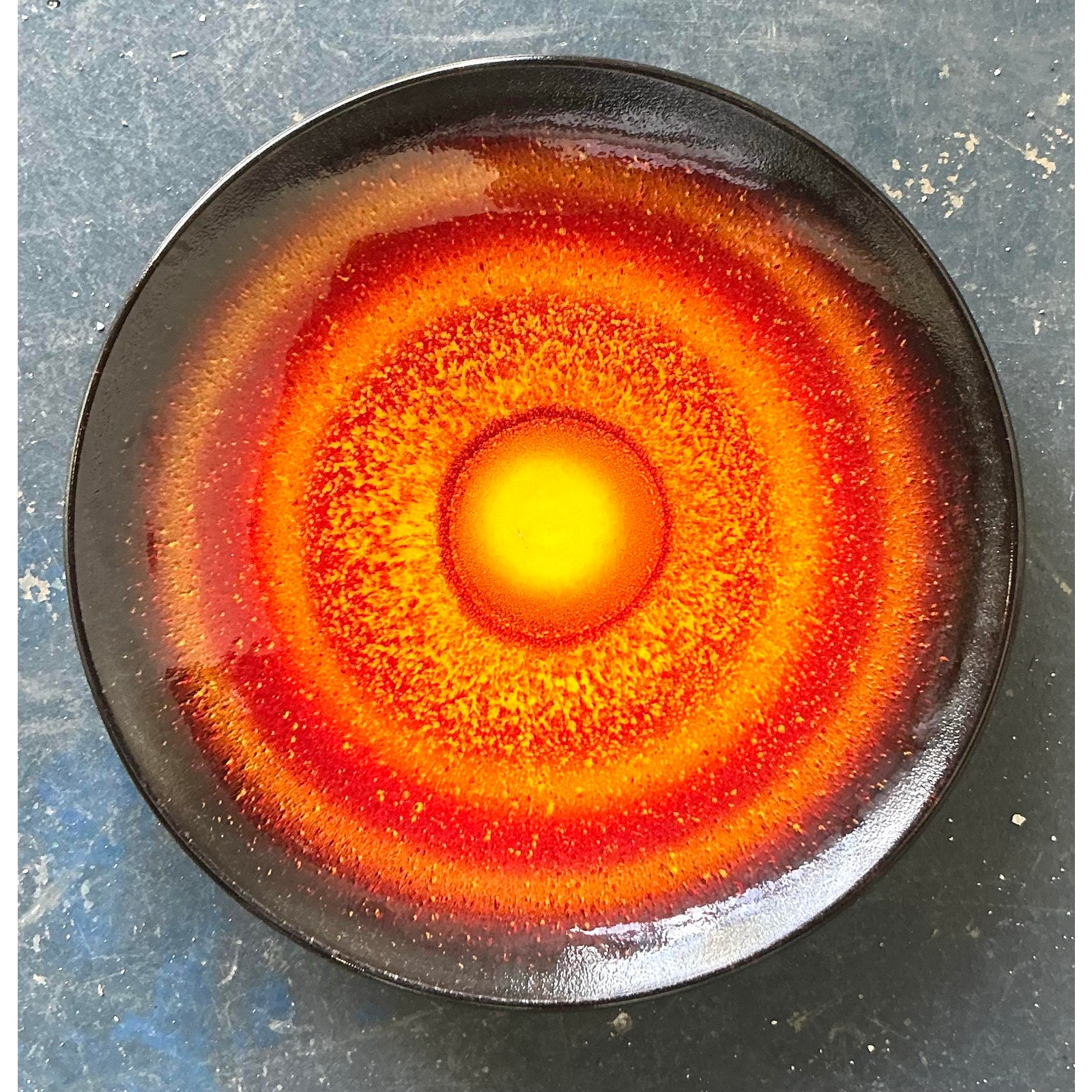 Vintage English Poole Glazed Ceramic Platter - Detail view