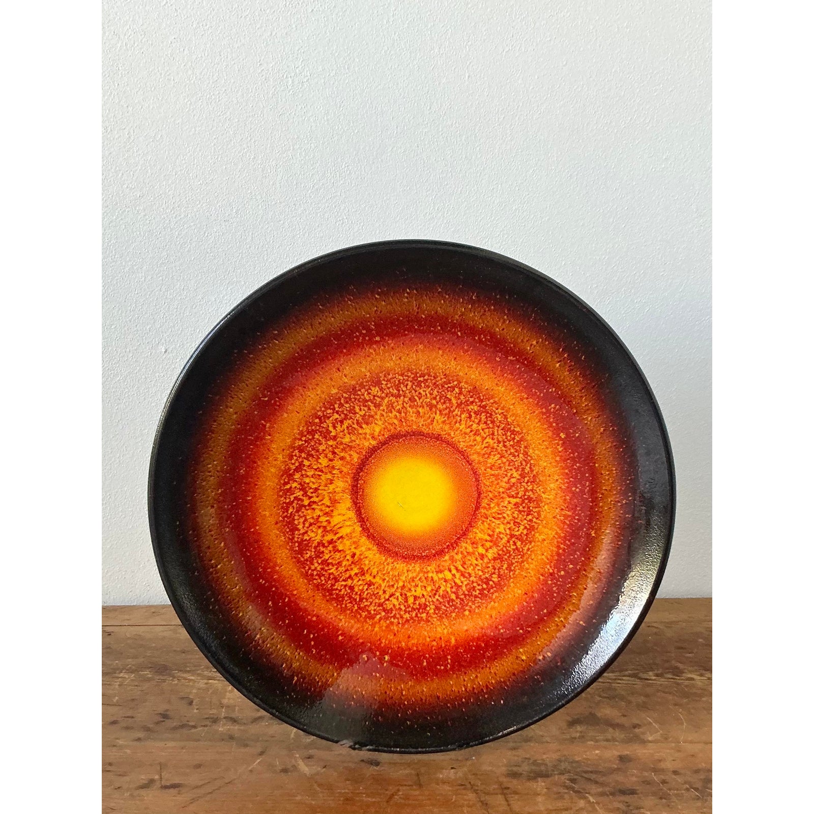 Vintage English Poole Glazed Ceramic Platter - Top view