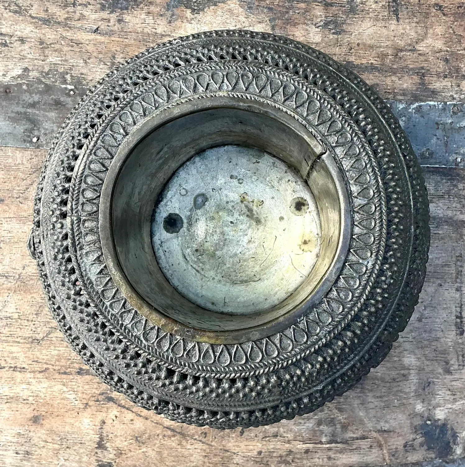 Vintage Engraved Brass Bowl - Side view