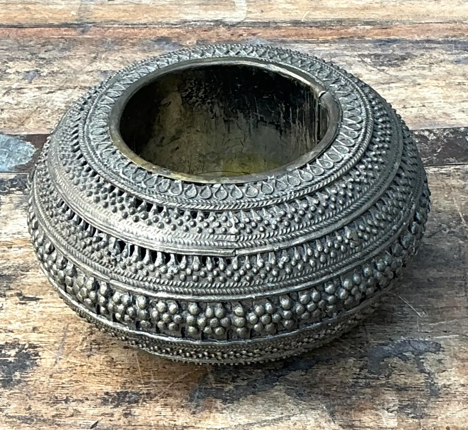 Vintage Engraved Brass Bowl - Back view