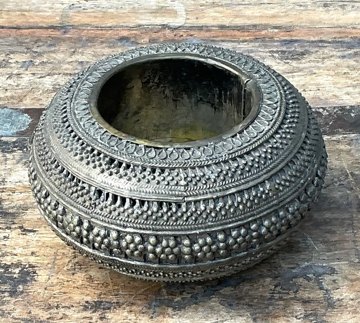 Vintage Engraved Brass Bowl - Top view