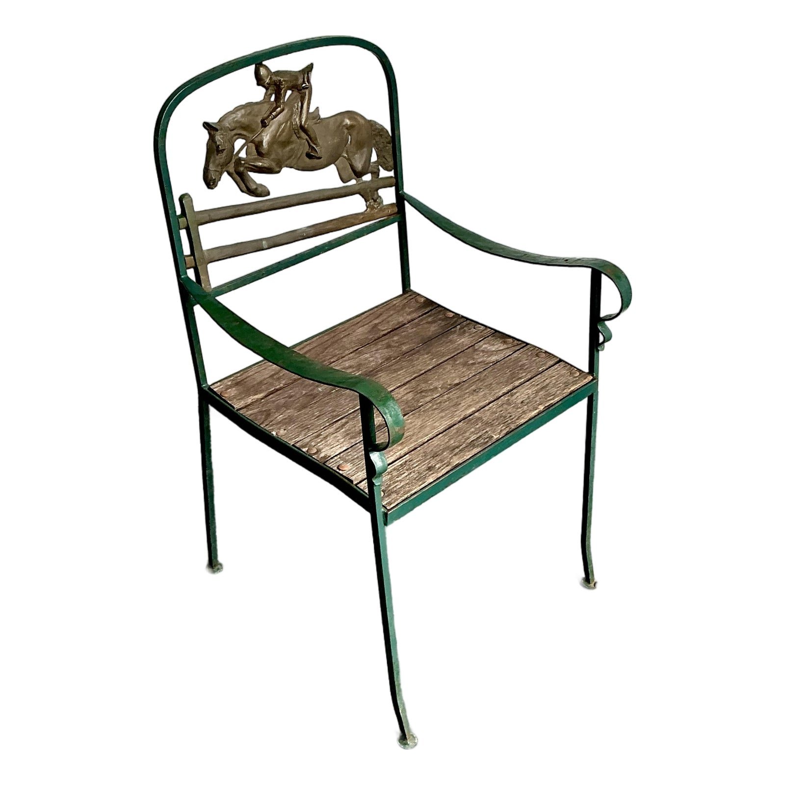Vintage Equestrian Bronze Leaping Horse Chair
