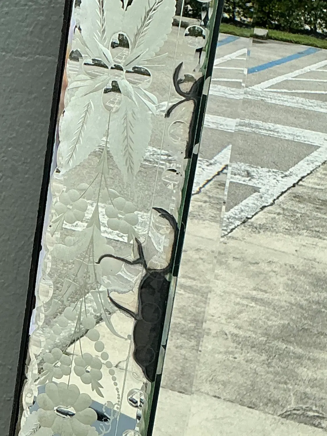 Vintage Etched Venetian Mirror - Back view