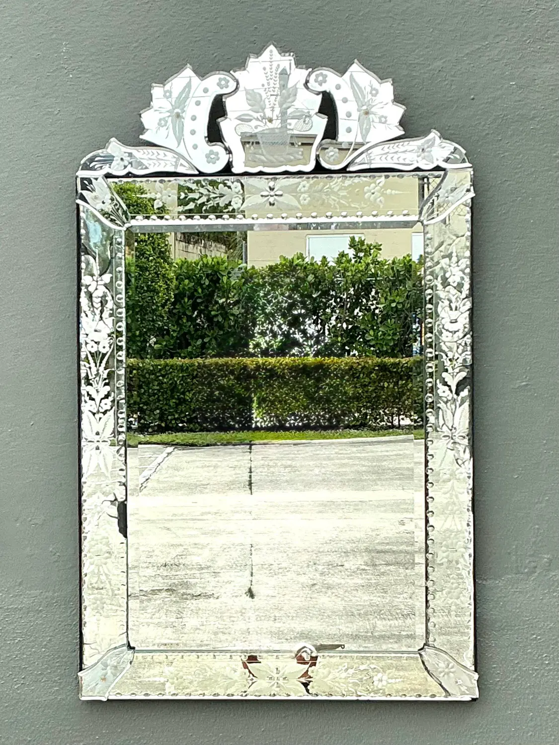 Vintage Etched Venetian Mirror - Top view