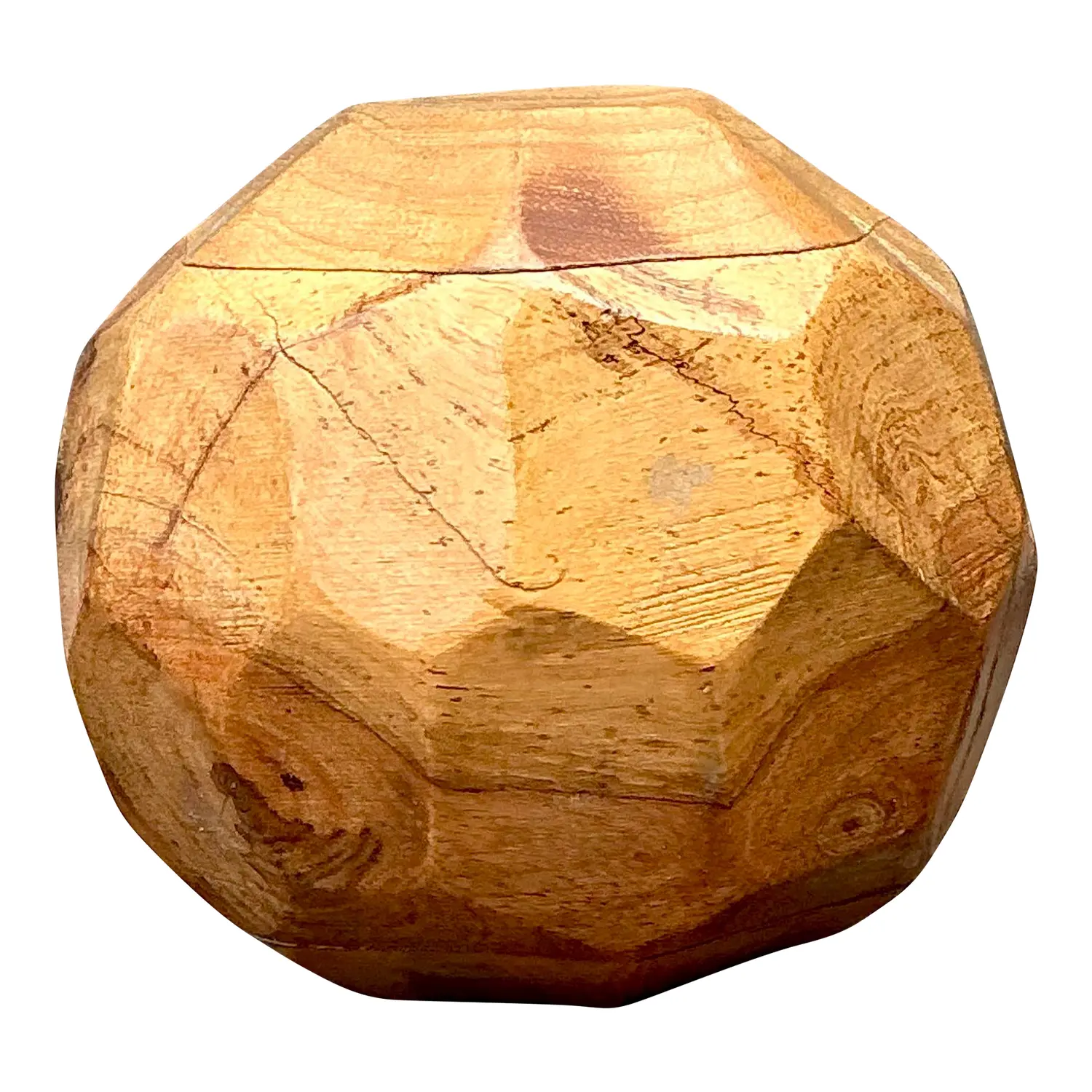 Vintage Faceted Wood Sphere