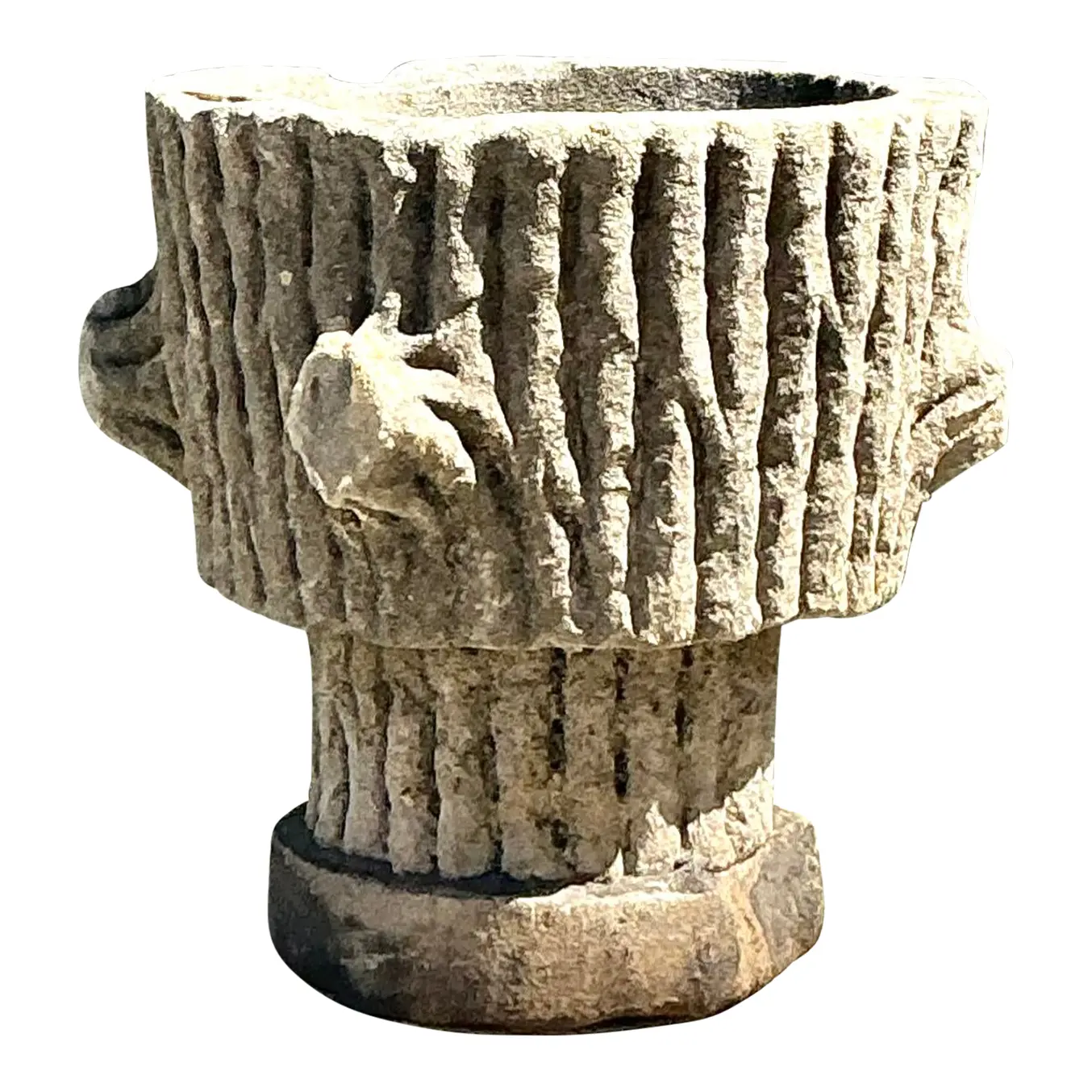 Vintage Faux Bois Cast Concrete Trunk Planter