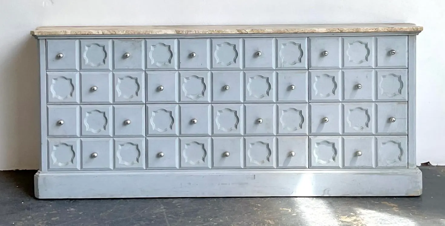 Vintage Faux Finished Blue Credenza - Detail view