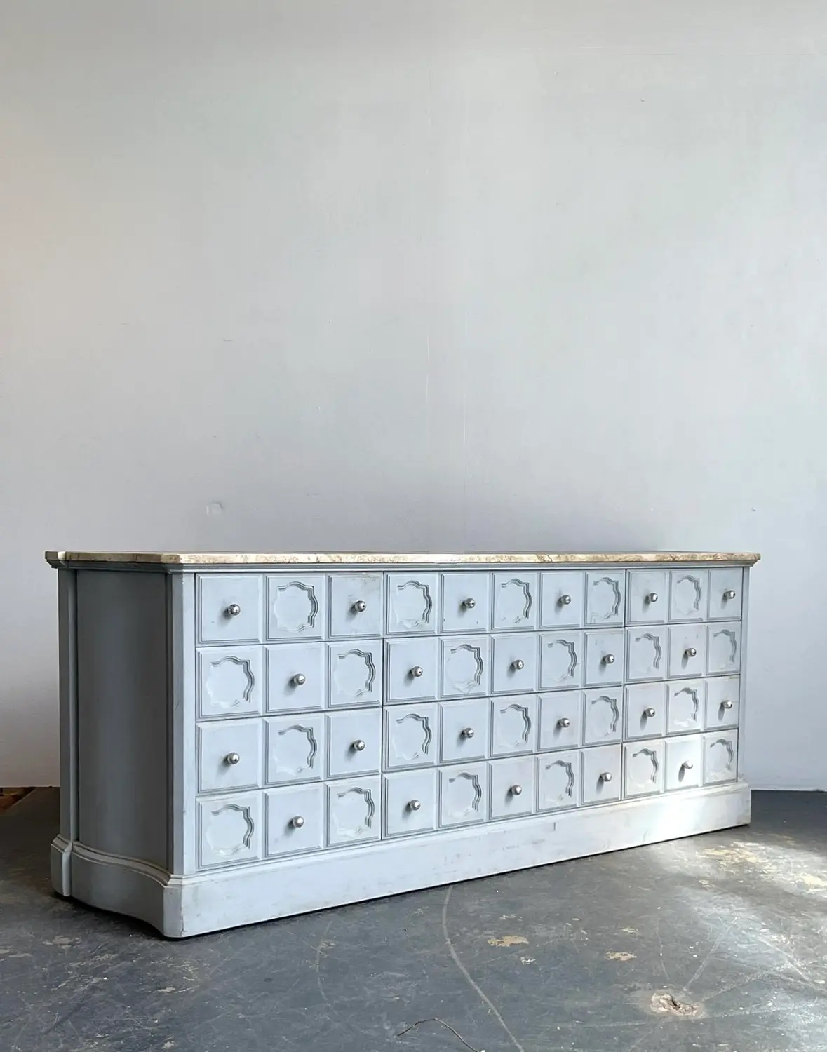 Vintage Faux Finished Blue Credenza - Back view
