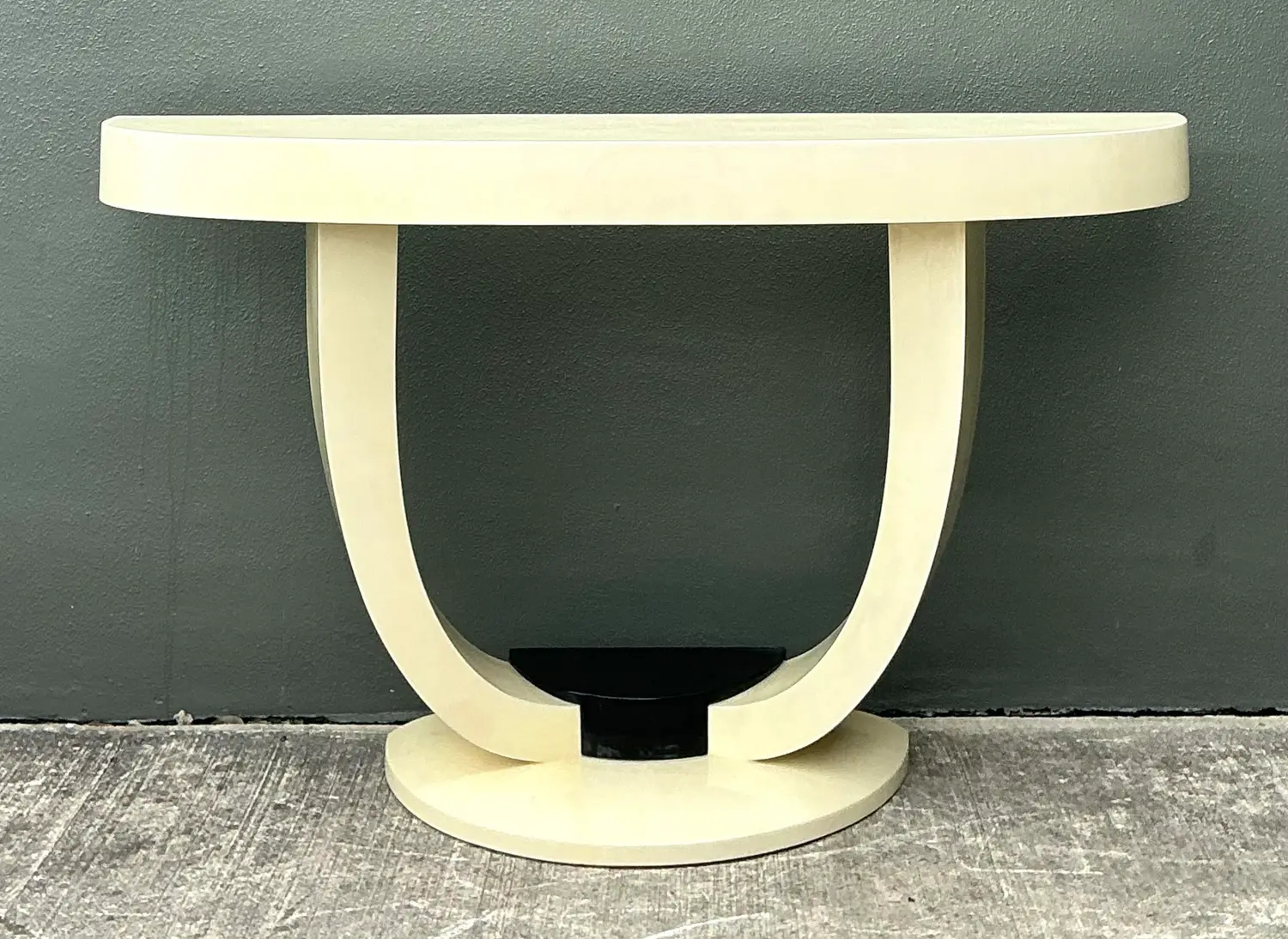 Vintage Faux Goatskin Console Table After Karl Springer - Detail view