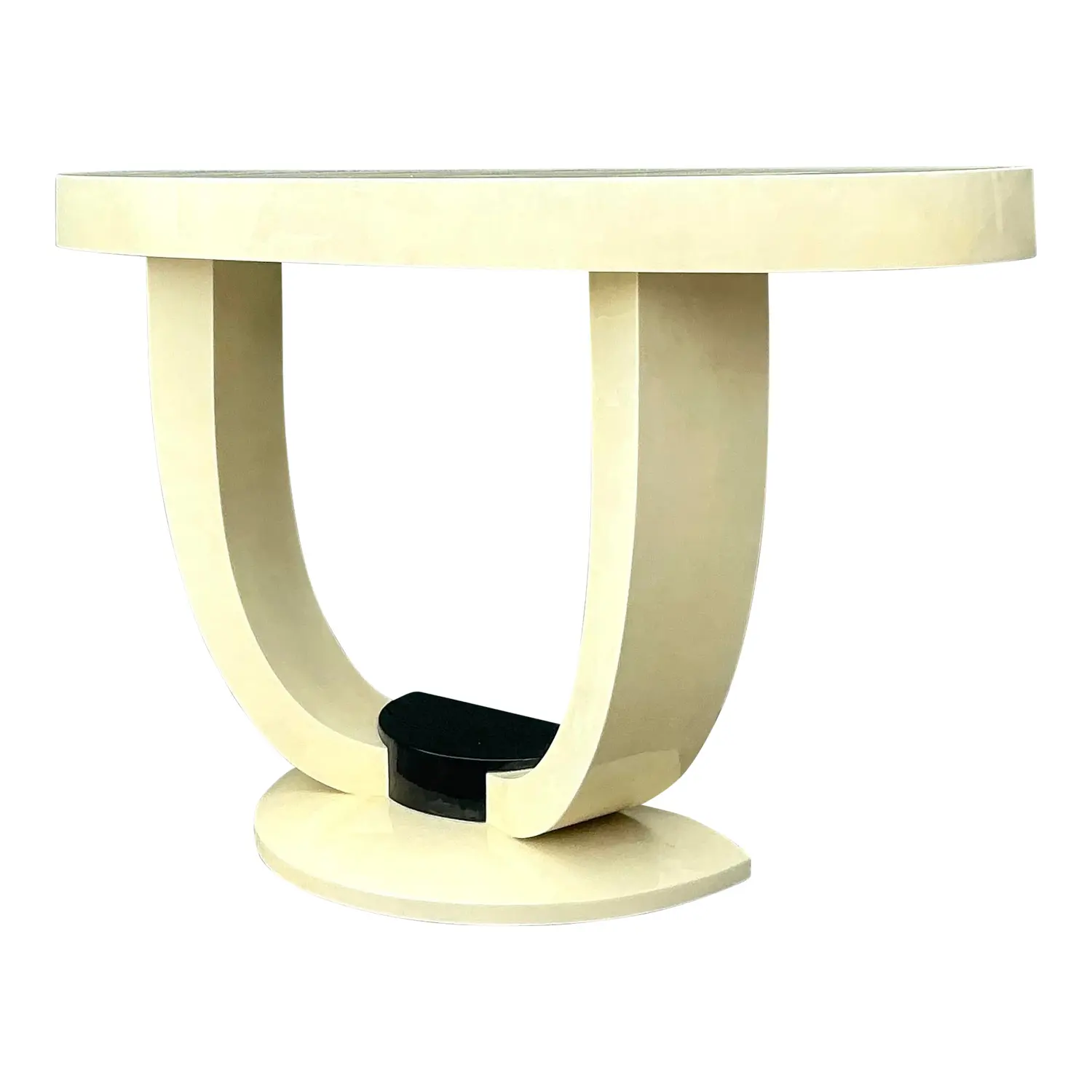 Vintage Faux Goatskin Console Table After Karl Springer