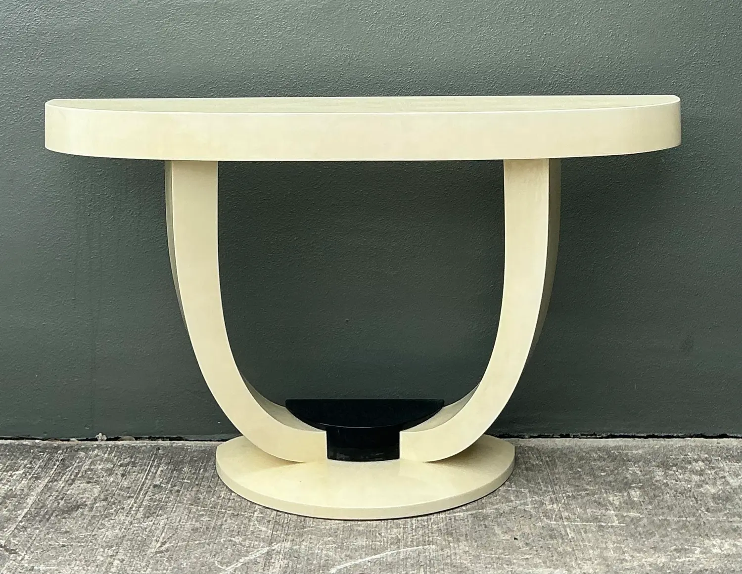 Vintage Faux Goatskin Console Table After Karl Springer - Side view
