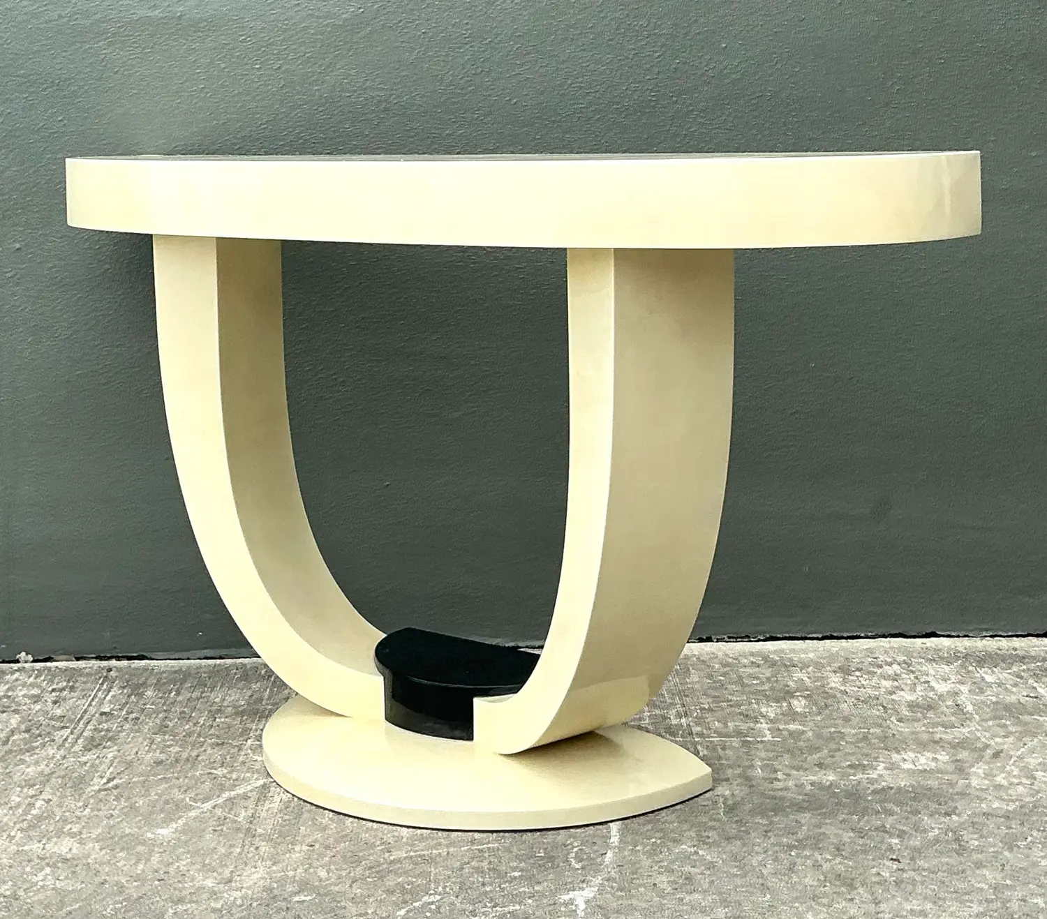 Vintage Faux Goatskin Console Table After Karl Springer - Back view