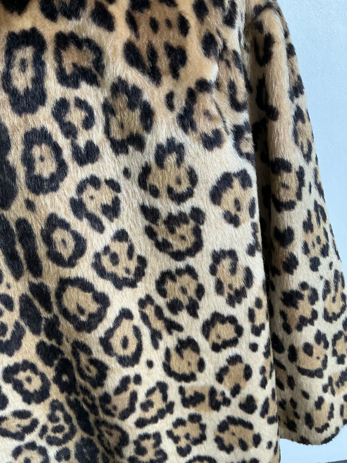Vintage Faux Leopard Long Coat - Detail view