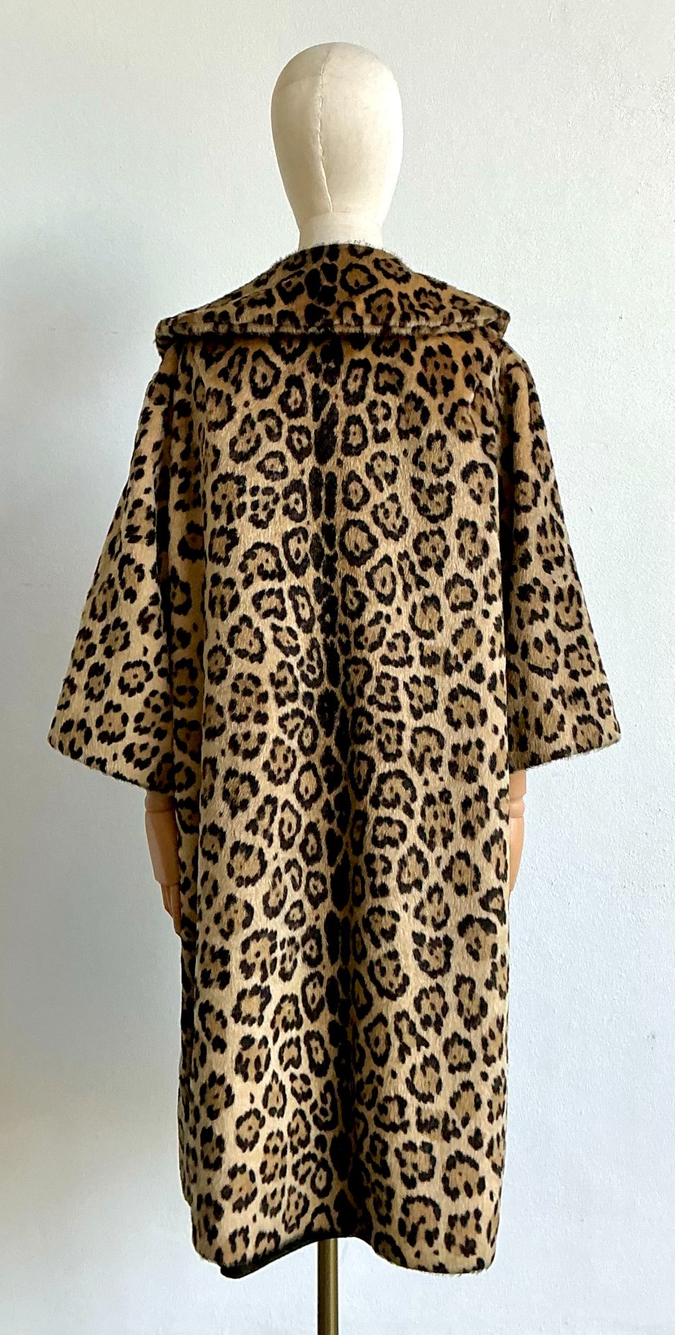 Vintage Faux Leopard Long Coat - Back view