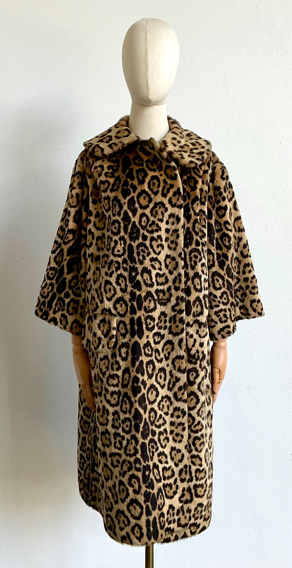 Vintage Faux Leopard Long Coat - Top view