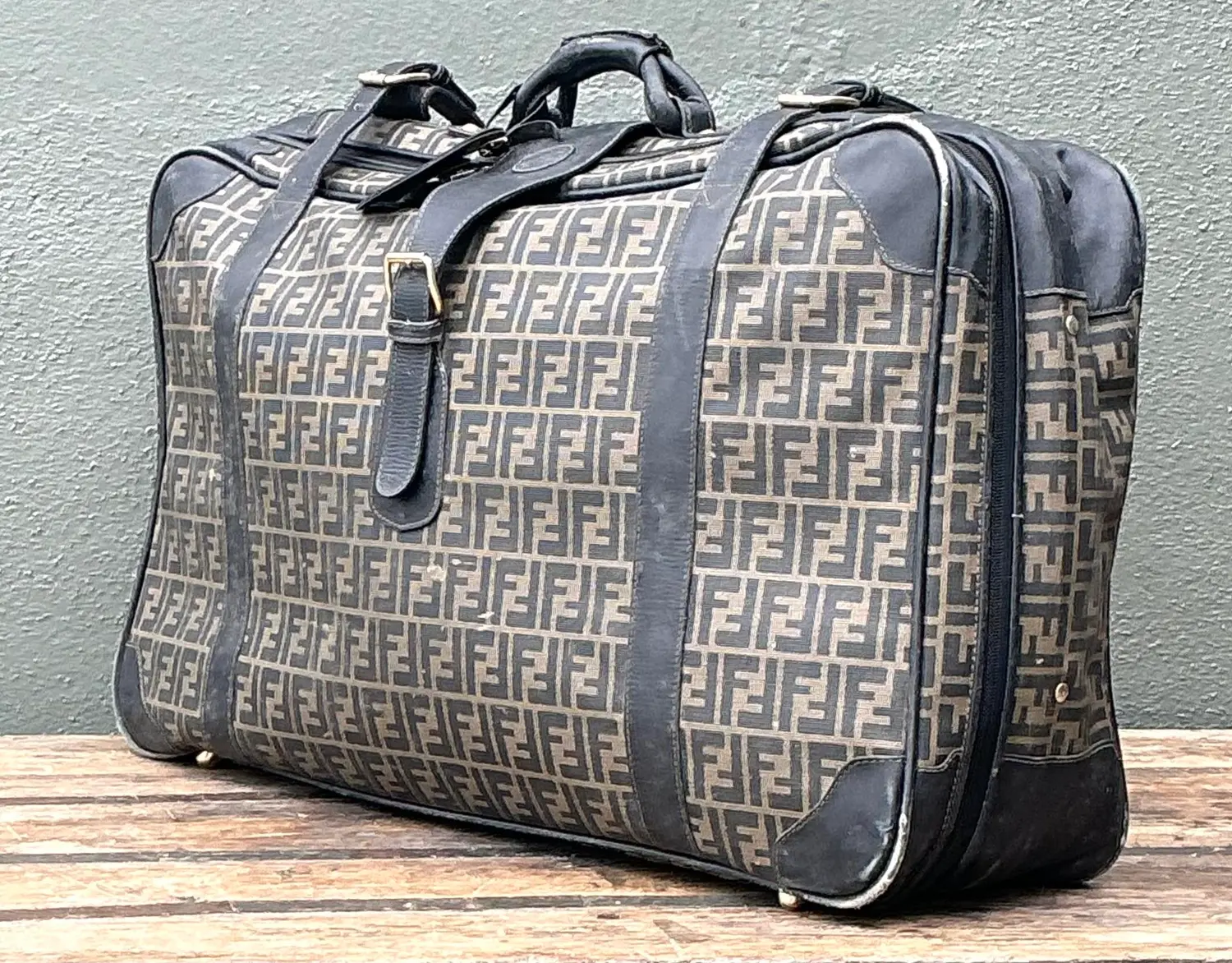 Vintage Fendi Zucca Soft Sided Suitcase - Top view