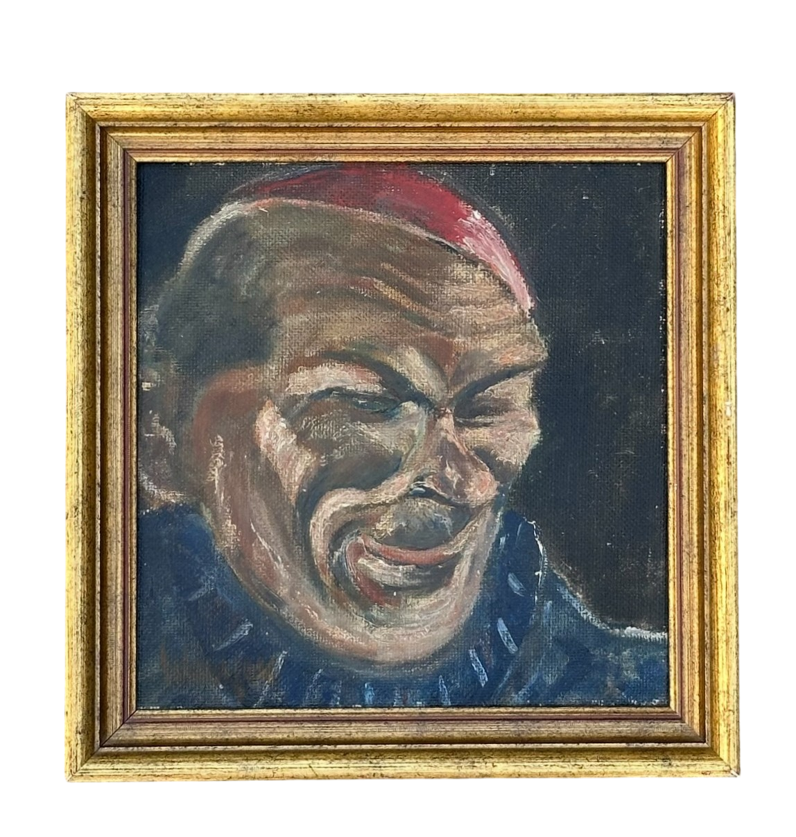 Vintage Figurative Portrait of a Man Oil on Canvas