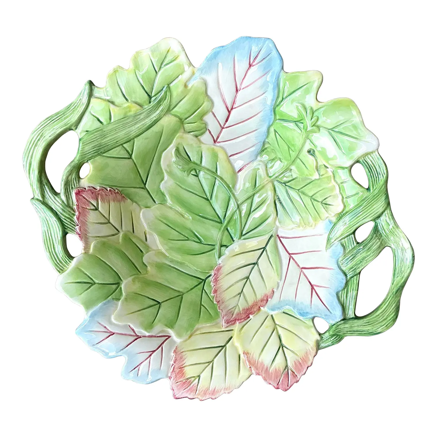 Vintage Fitz and Floyd Glazed Ceramic Leaf Bowl - Detail view
