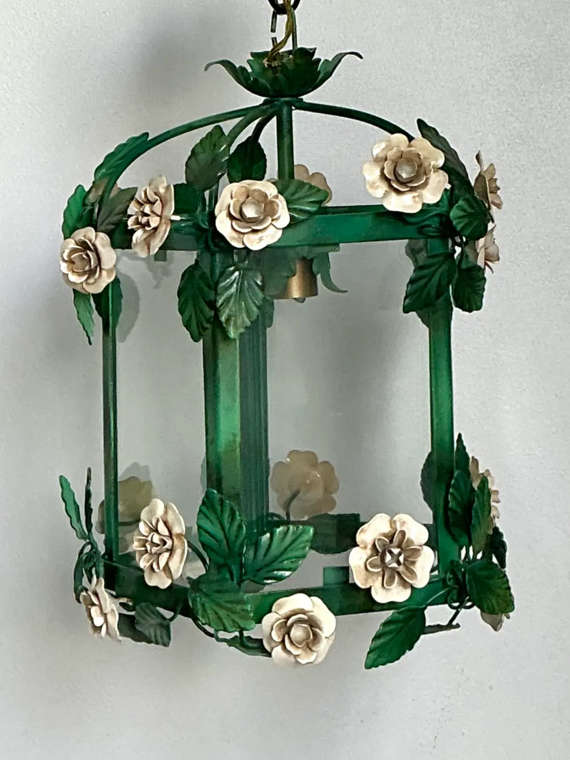 Vintage Floral Tole Lantern - Detail view