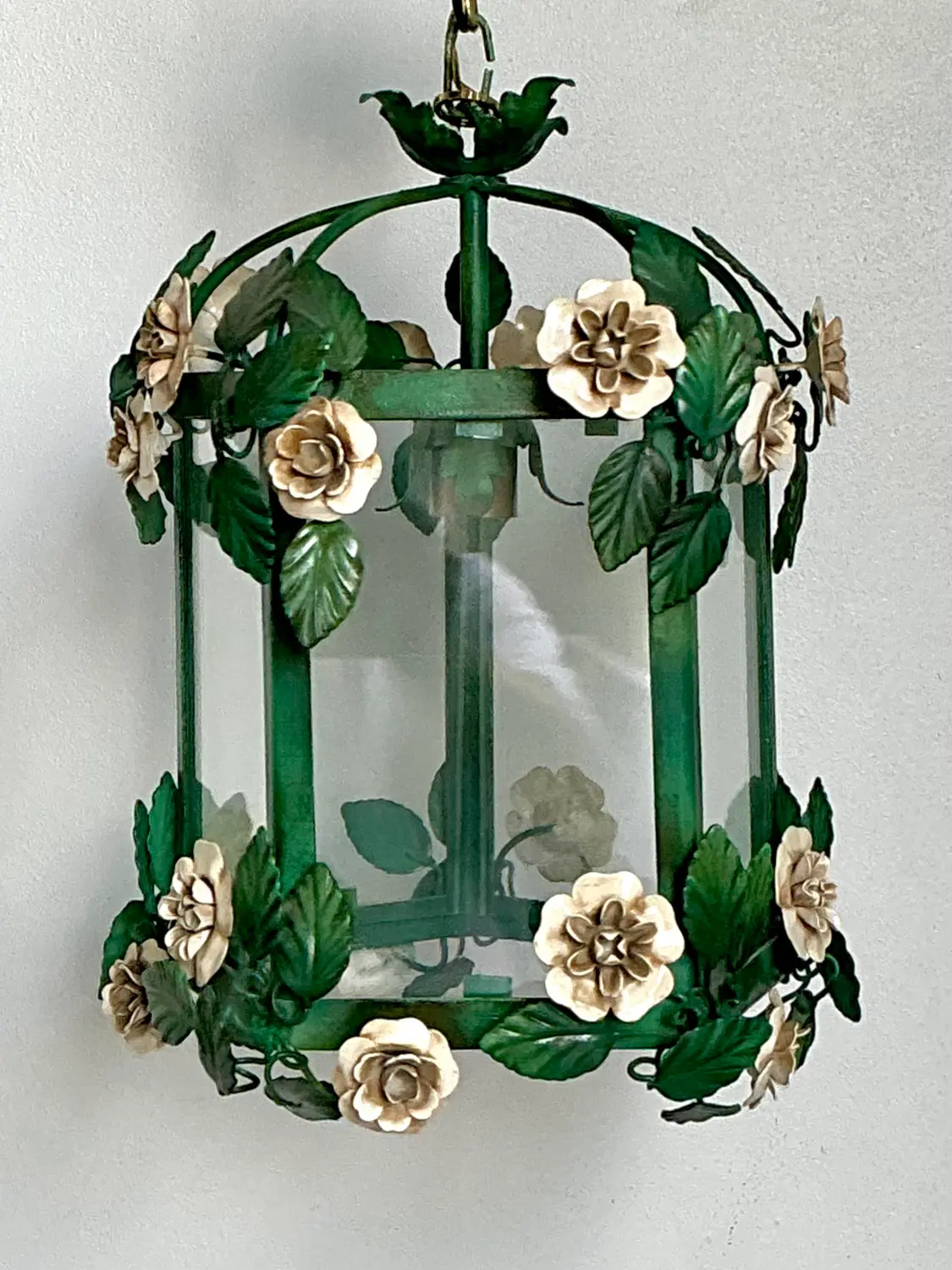 Vintage Floral Tole Lantern - Top view