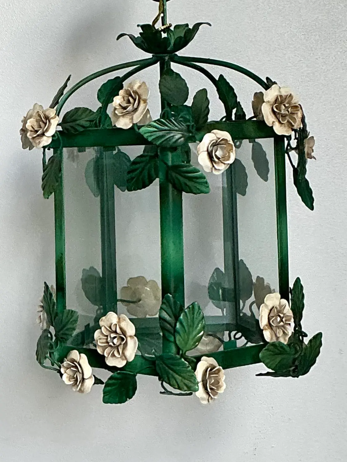 Vintage Floral Tole Lantern - Back view