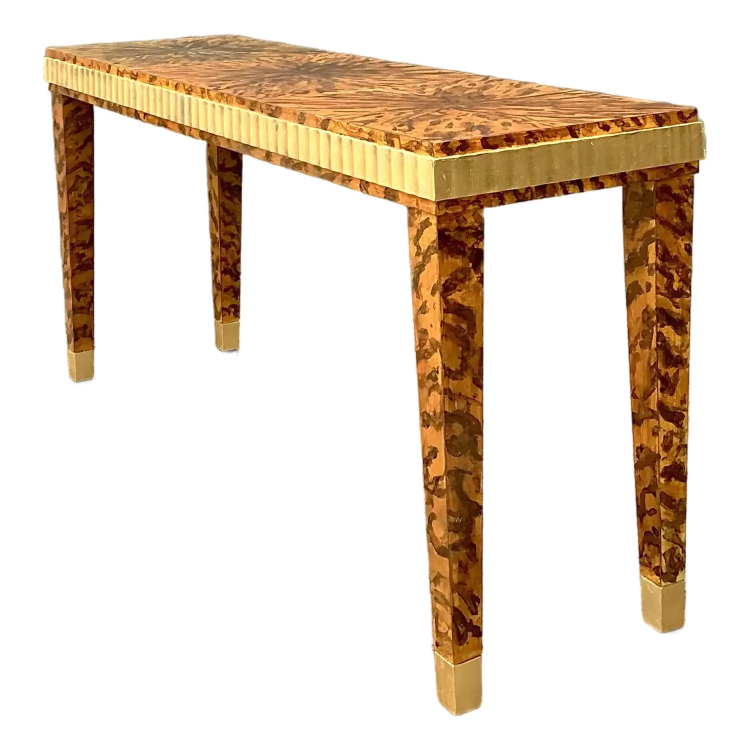 Vintage Fluted Edge Tortoise Faux Finished Lane Console Table