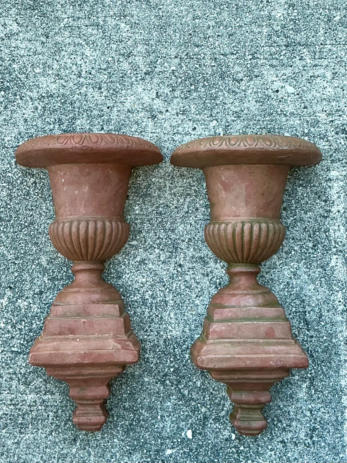 Vintage Fluted Urn Wall Pockets - A Pair - Detail view