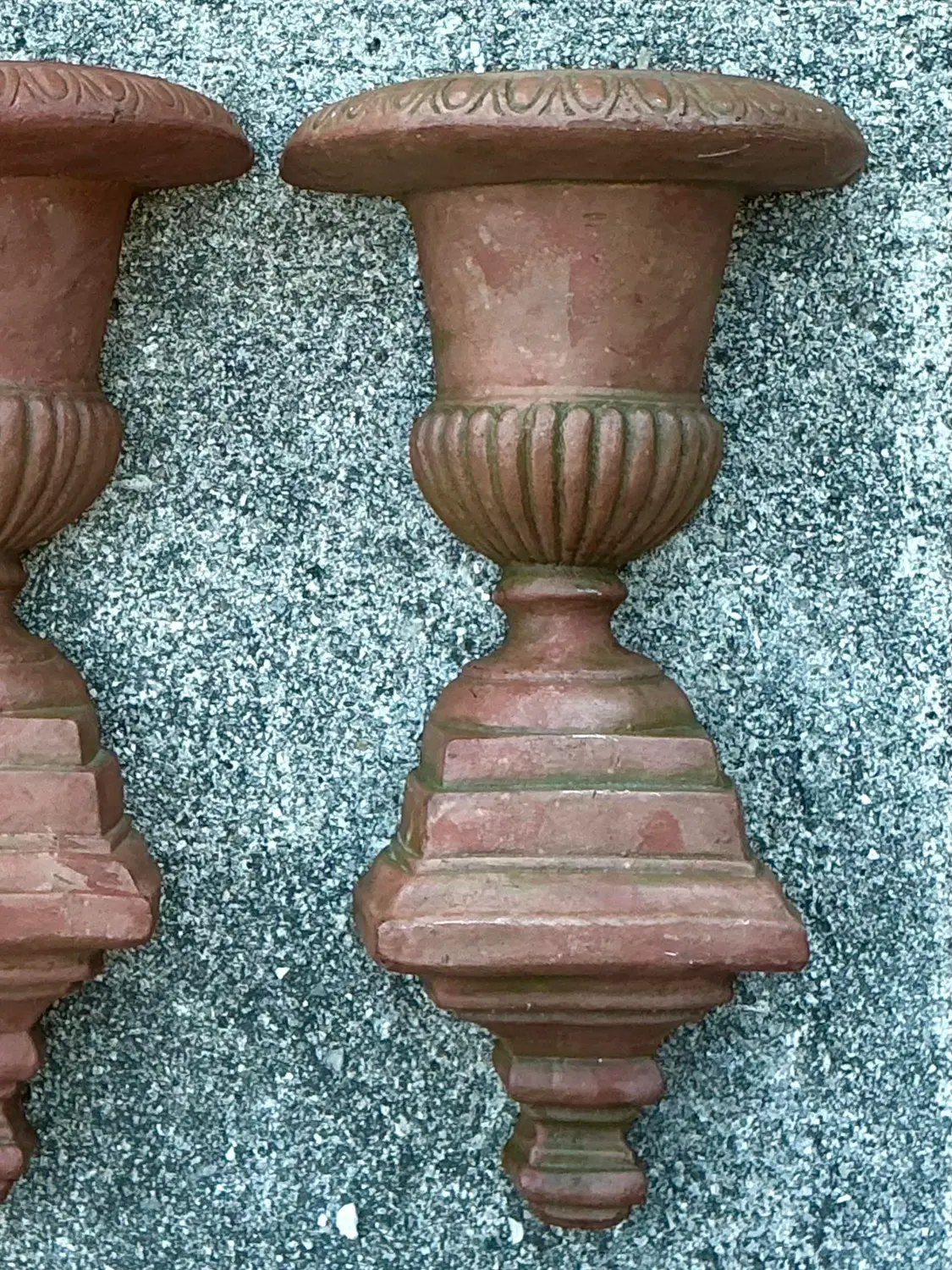 Vintage Fluted Urn Wall Pockets - A Pair - Back view