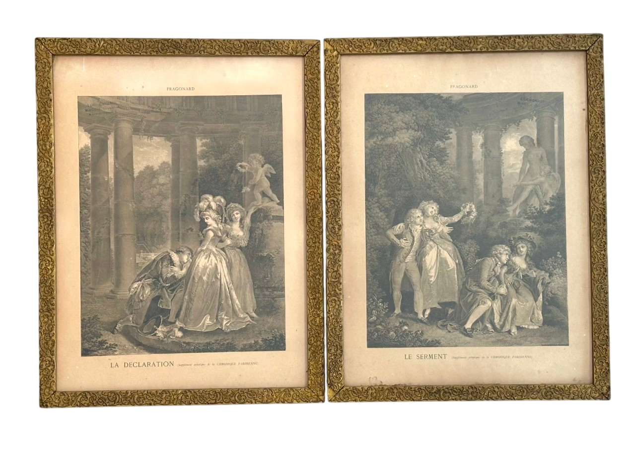 Vintage Framed Charles Clement Bervic Prints - a Pair