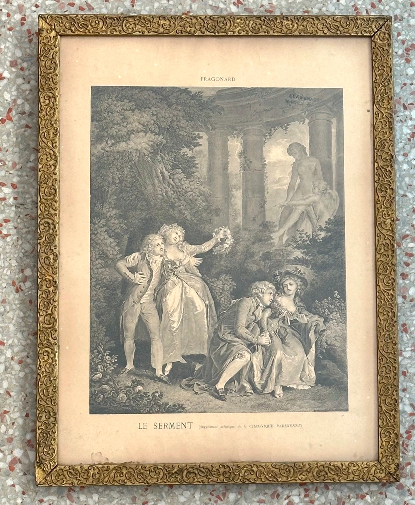Vintage Framed Charles Clement Bervic Prints - a Pair - Side view