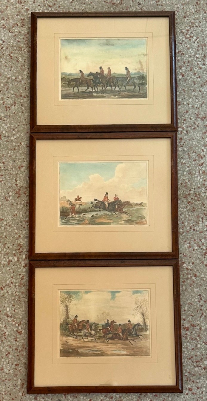 Vintage Framed Fox Hunt Print - Set of Three - Detail view