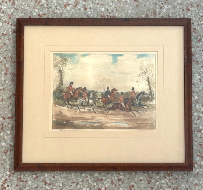 Vintage Framed Fox Hunt Print - Set of Three - Side view