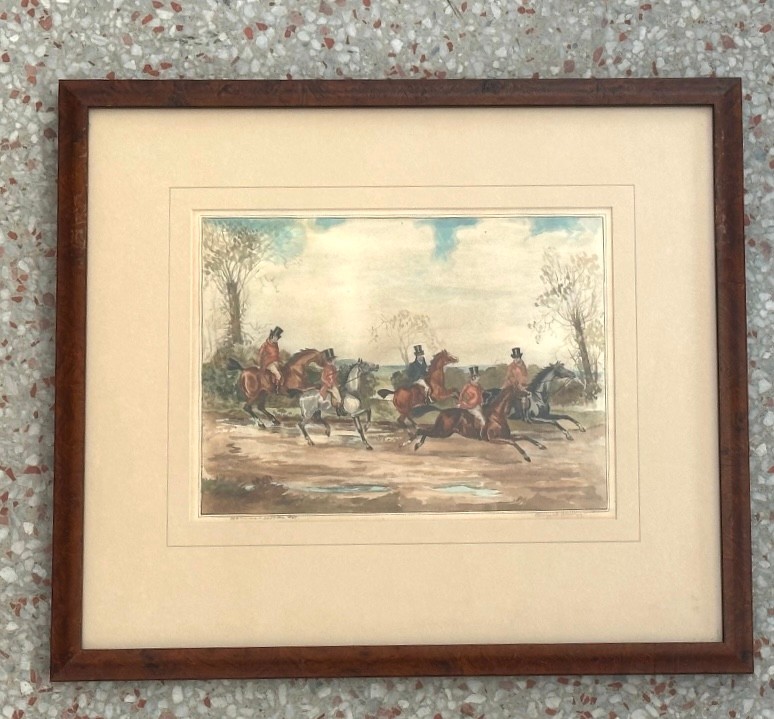 Vintage Framed Fox Hunt Print - Set of Three - Back view