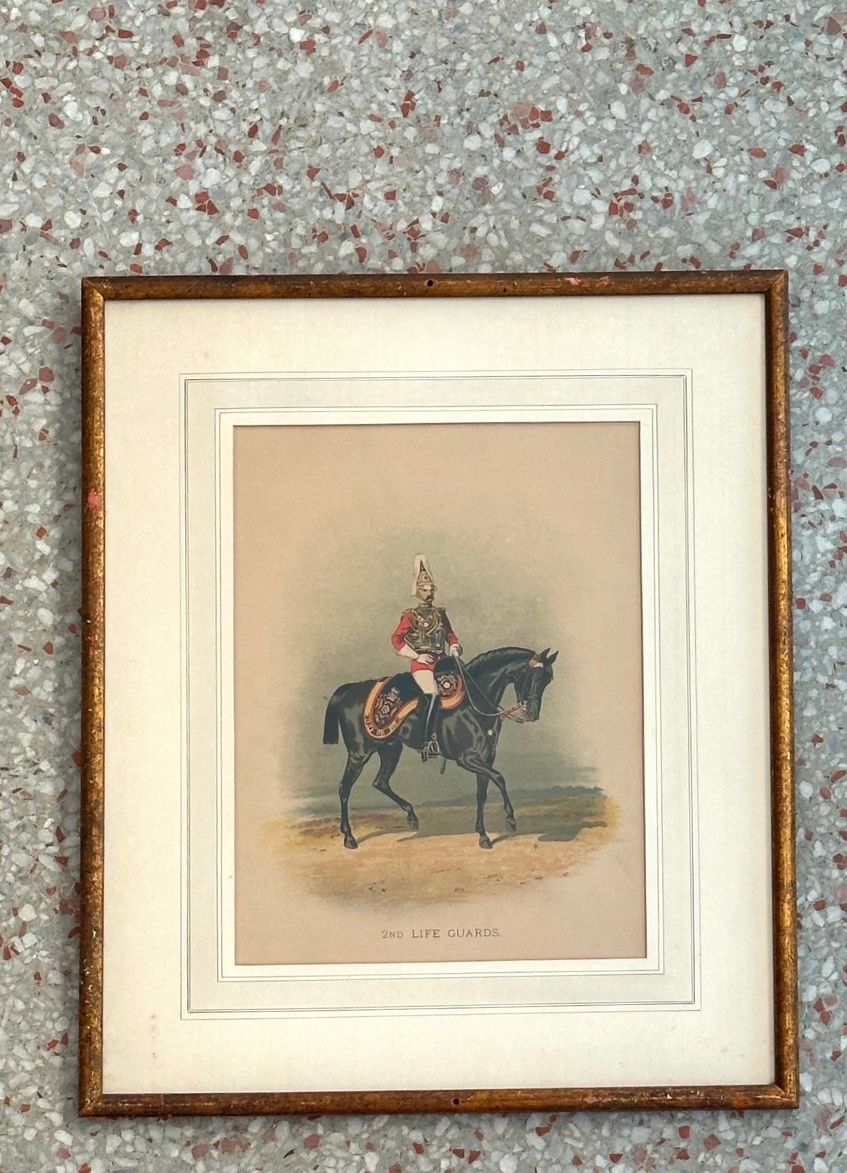 Vintage Framed Henry Martens Print '2nd Life Guards' - Side view