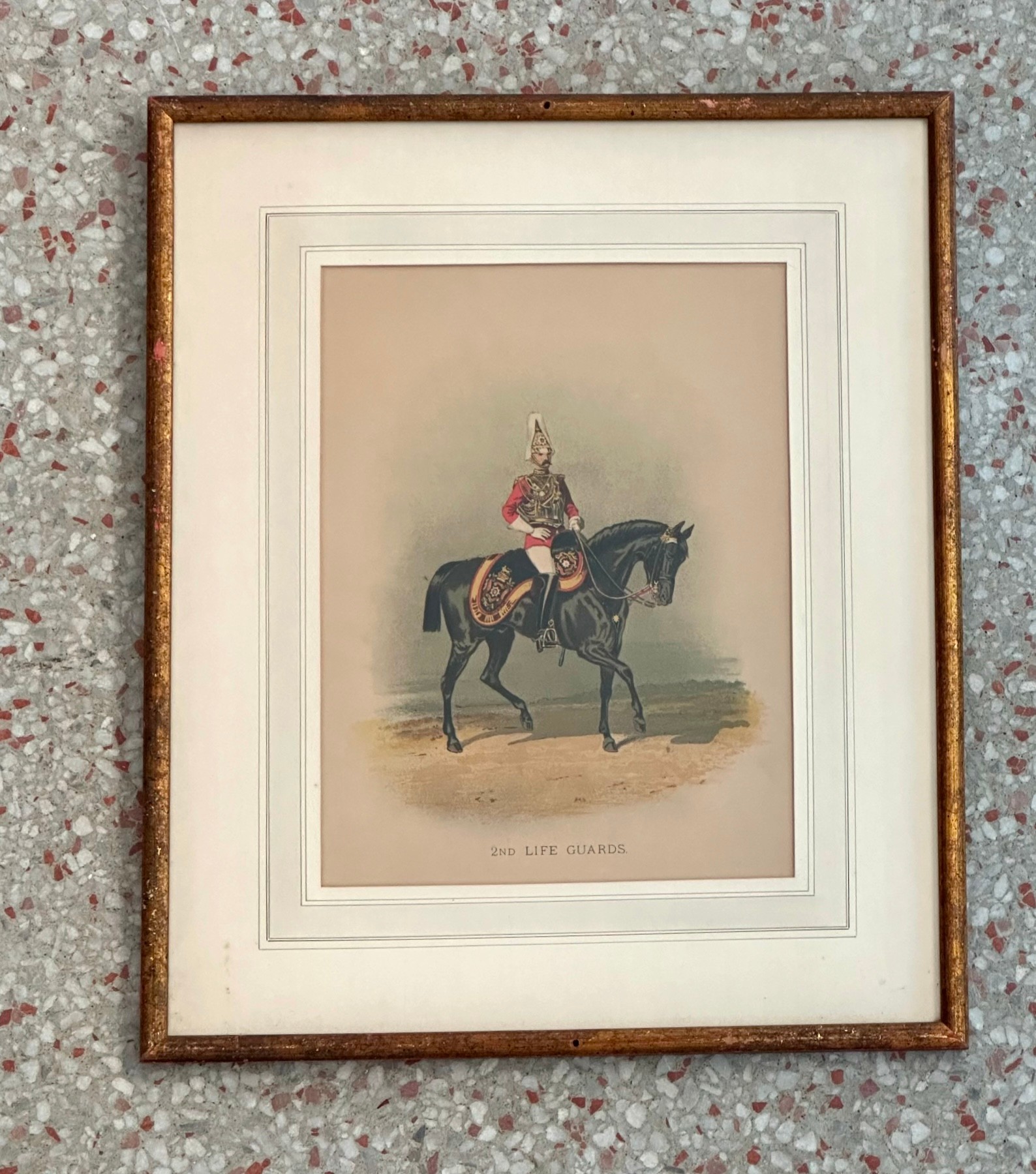 Vintage Framed Henry Martens Print '2nd Life Guards' - Back view