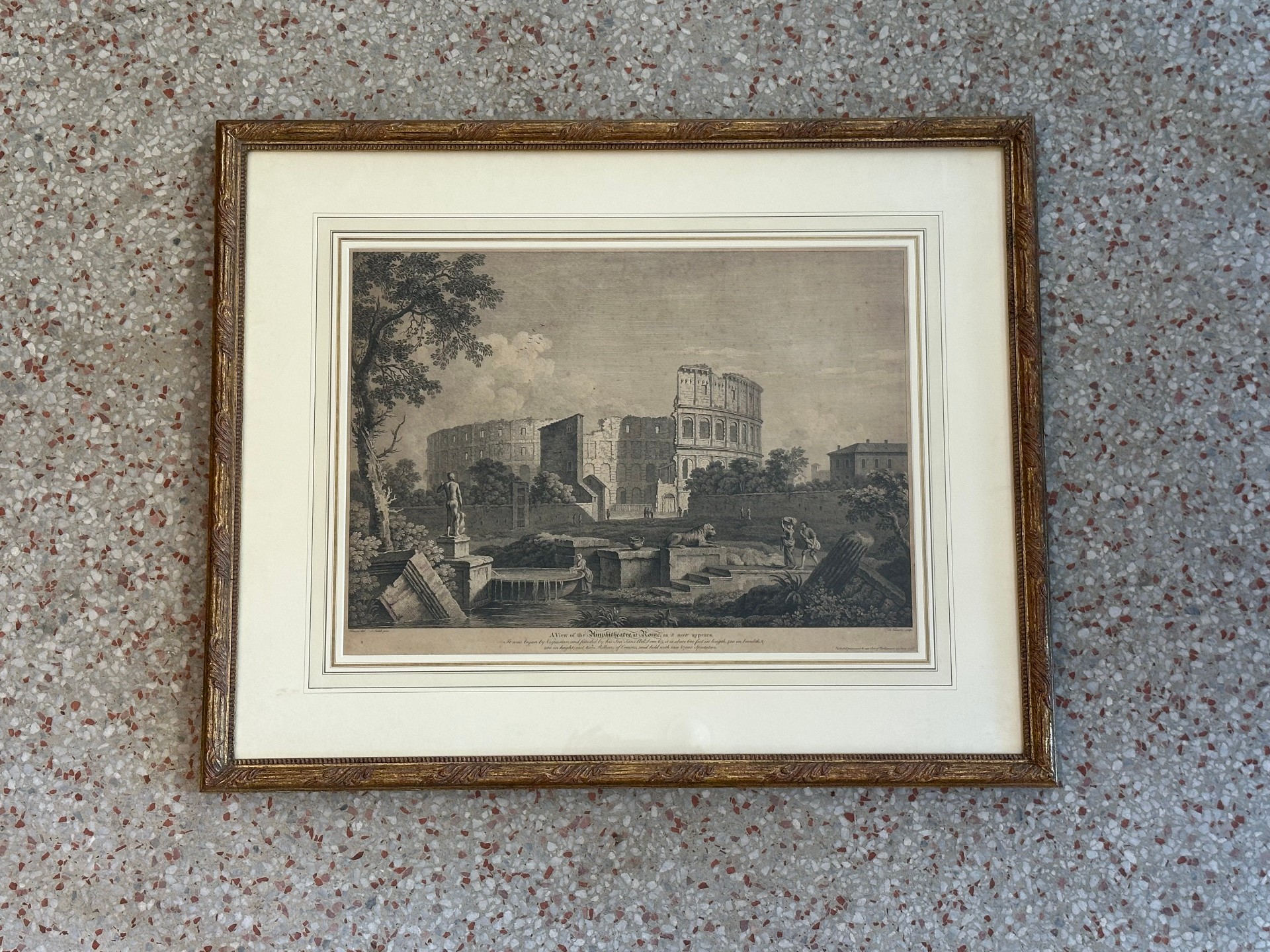 Vintage Framed Print of the Colosseum - Detail view