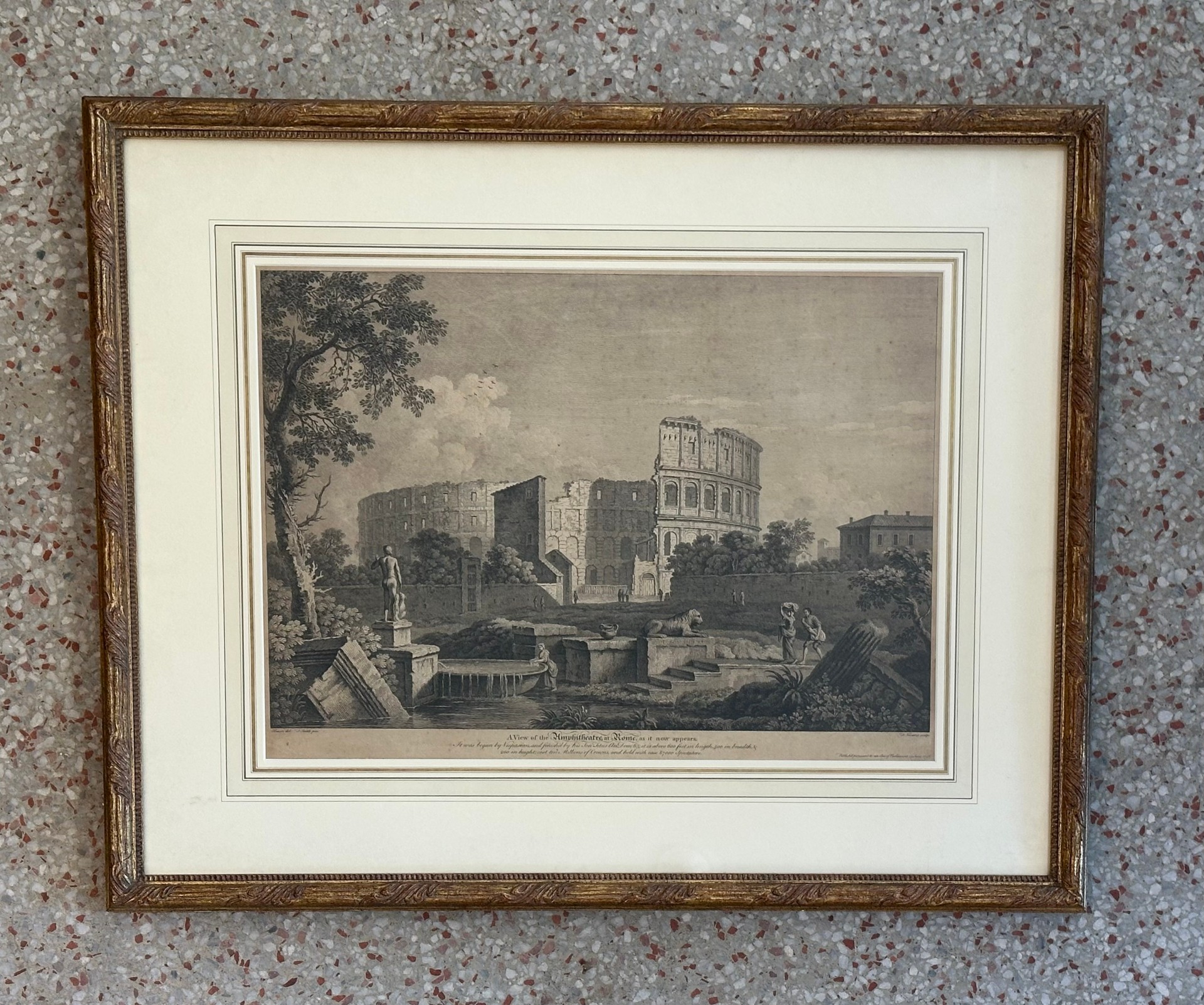 Vintage Framed Print of the Colosseum - Back view
