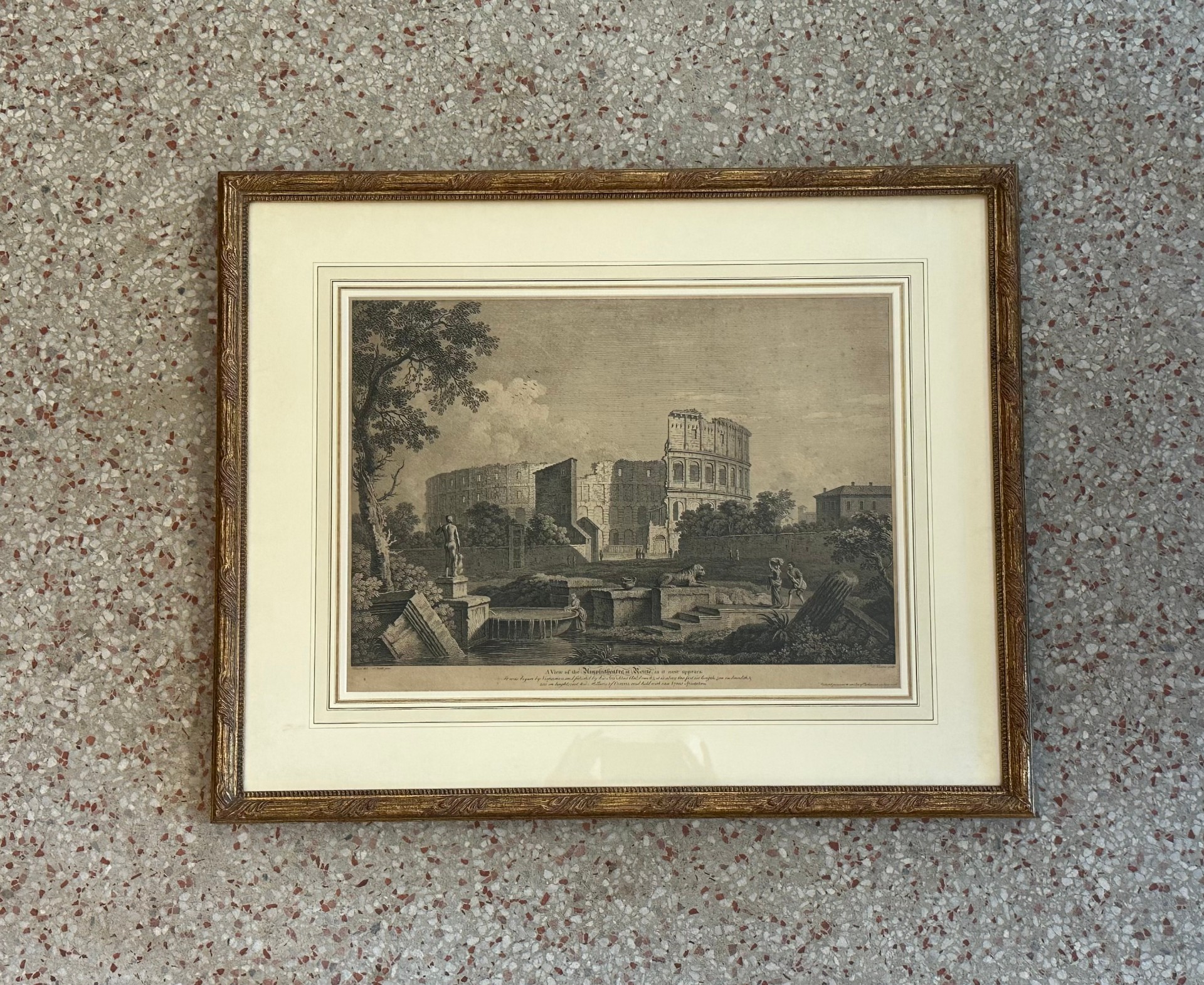 Vintage Framed Print of the Colosseum - Side view