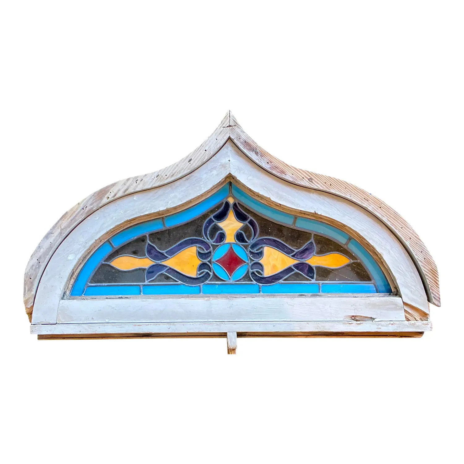 Vintage Framed Stained Glass Window